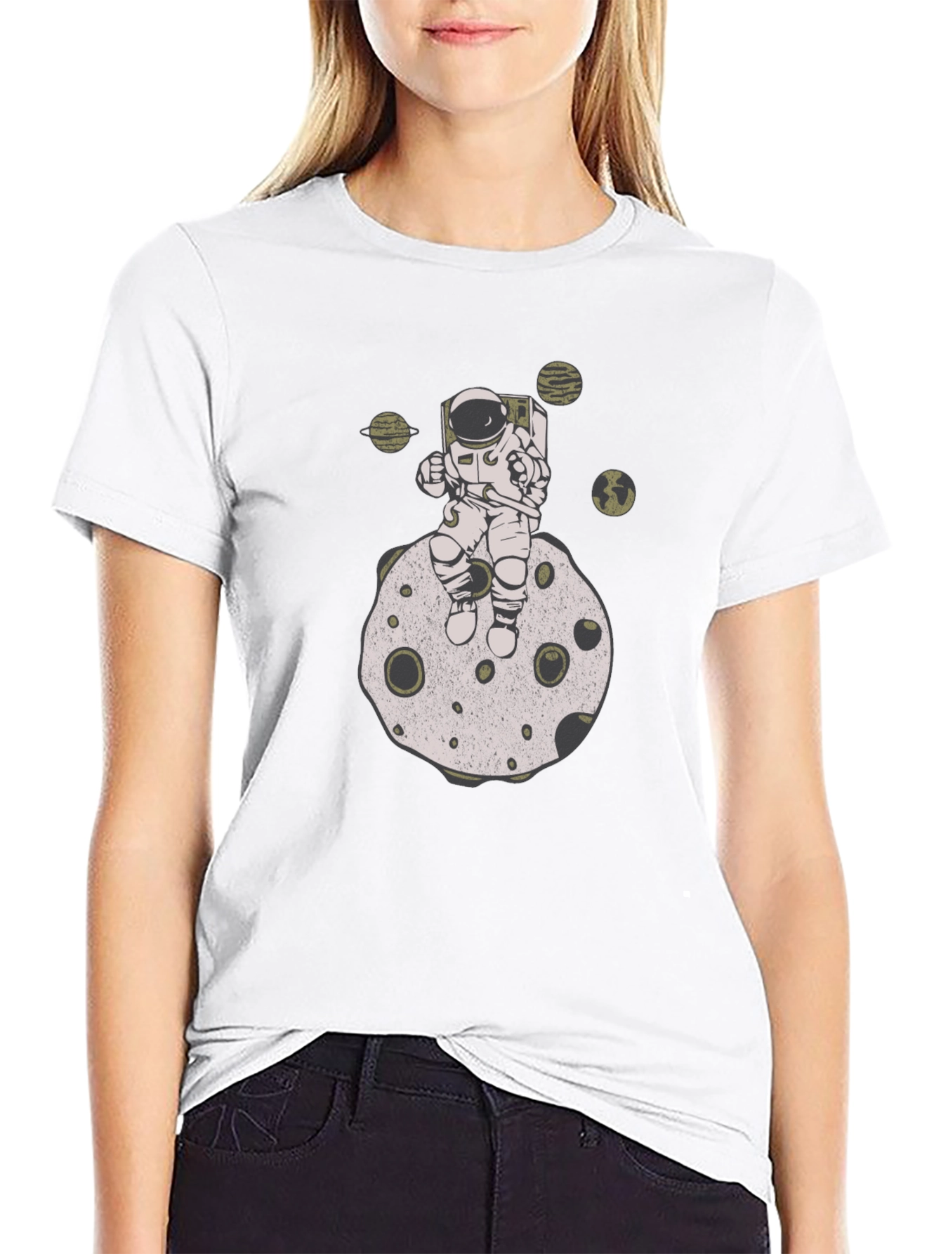 Astronaut on Moon Graphic T-Shirt - Relaxed Fit