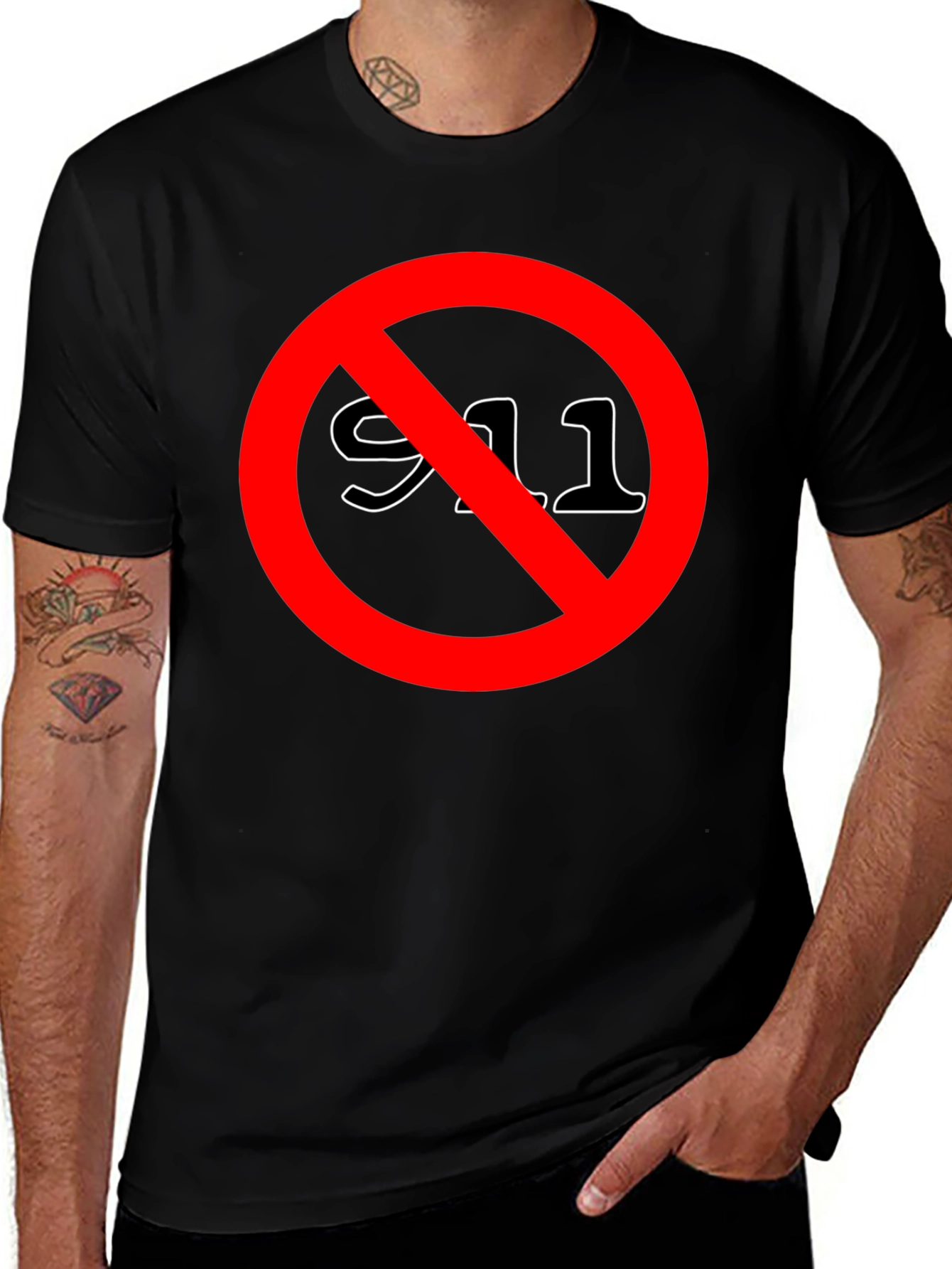 Anti 911 T-Shirt - Black Crew Neck Tee