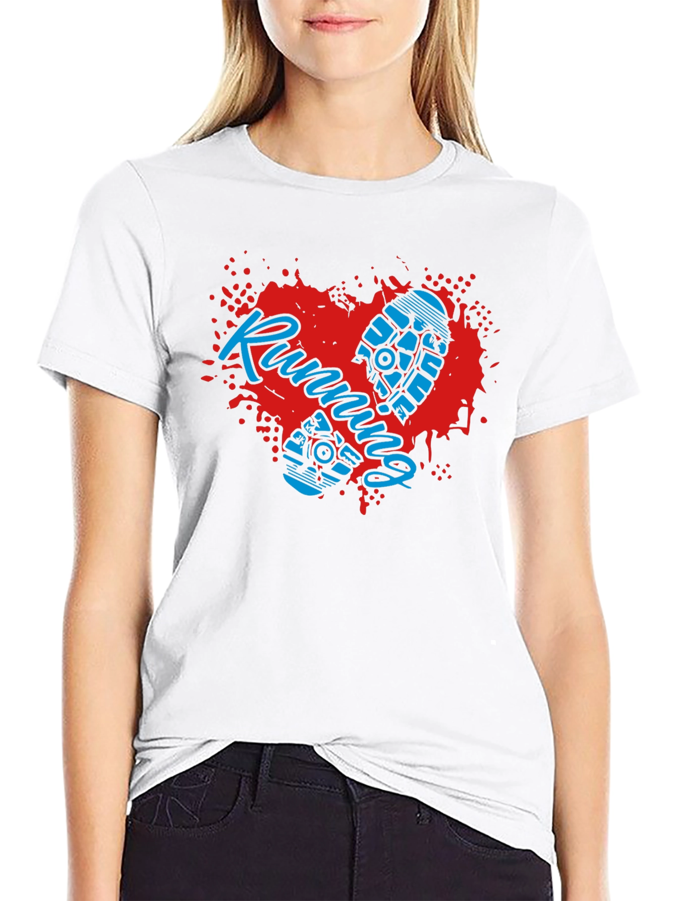 Running Heart Graphic T-Shirt - Sporty Casual Wear