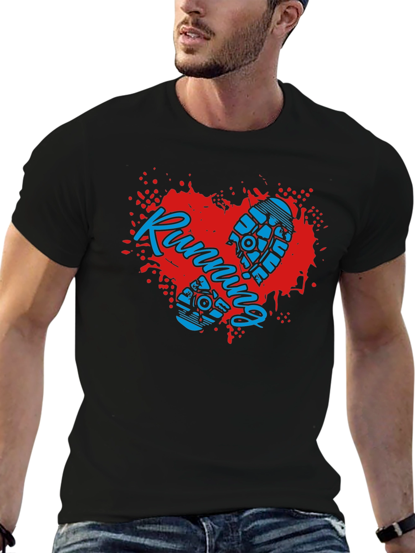 Running Heart Graphic T-Shirt - Sporty Casual Wear