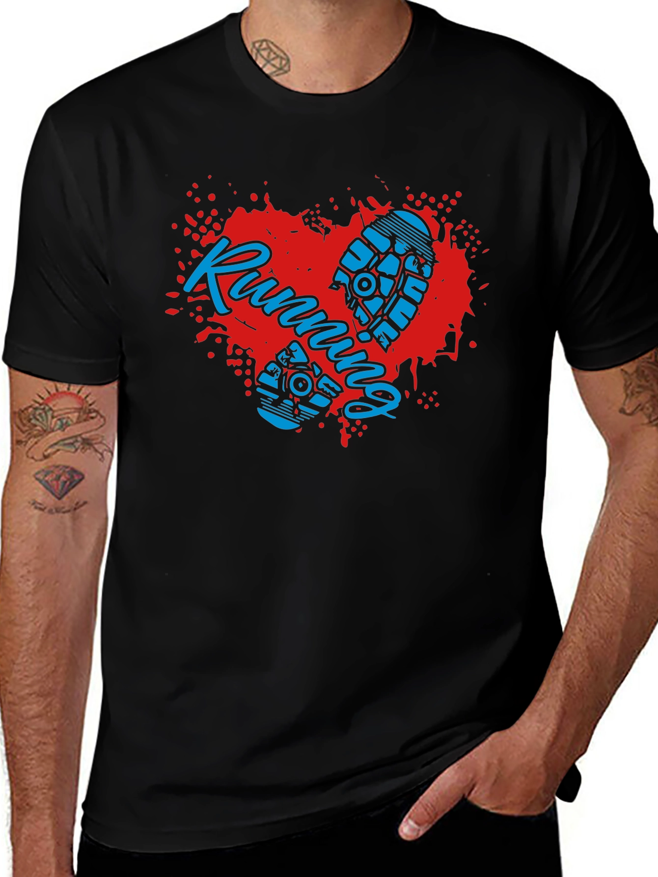 Running Heart Graphic T-Shirt - Sporty Casual Wear