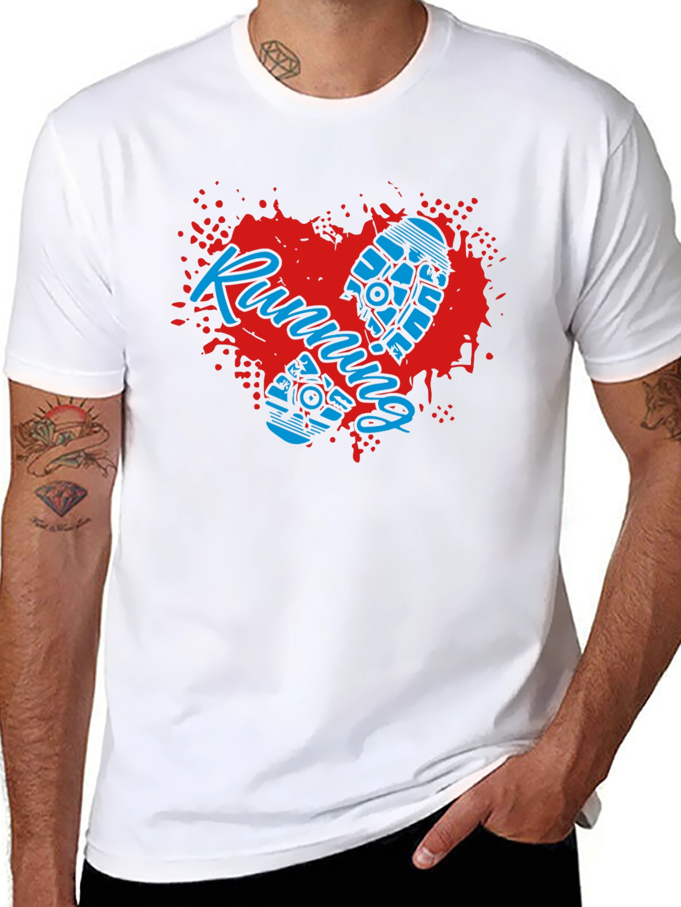 Running Heart Graphic T-Shirt - Sporty Casual Wear