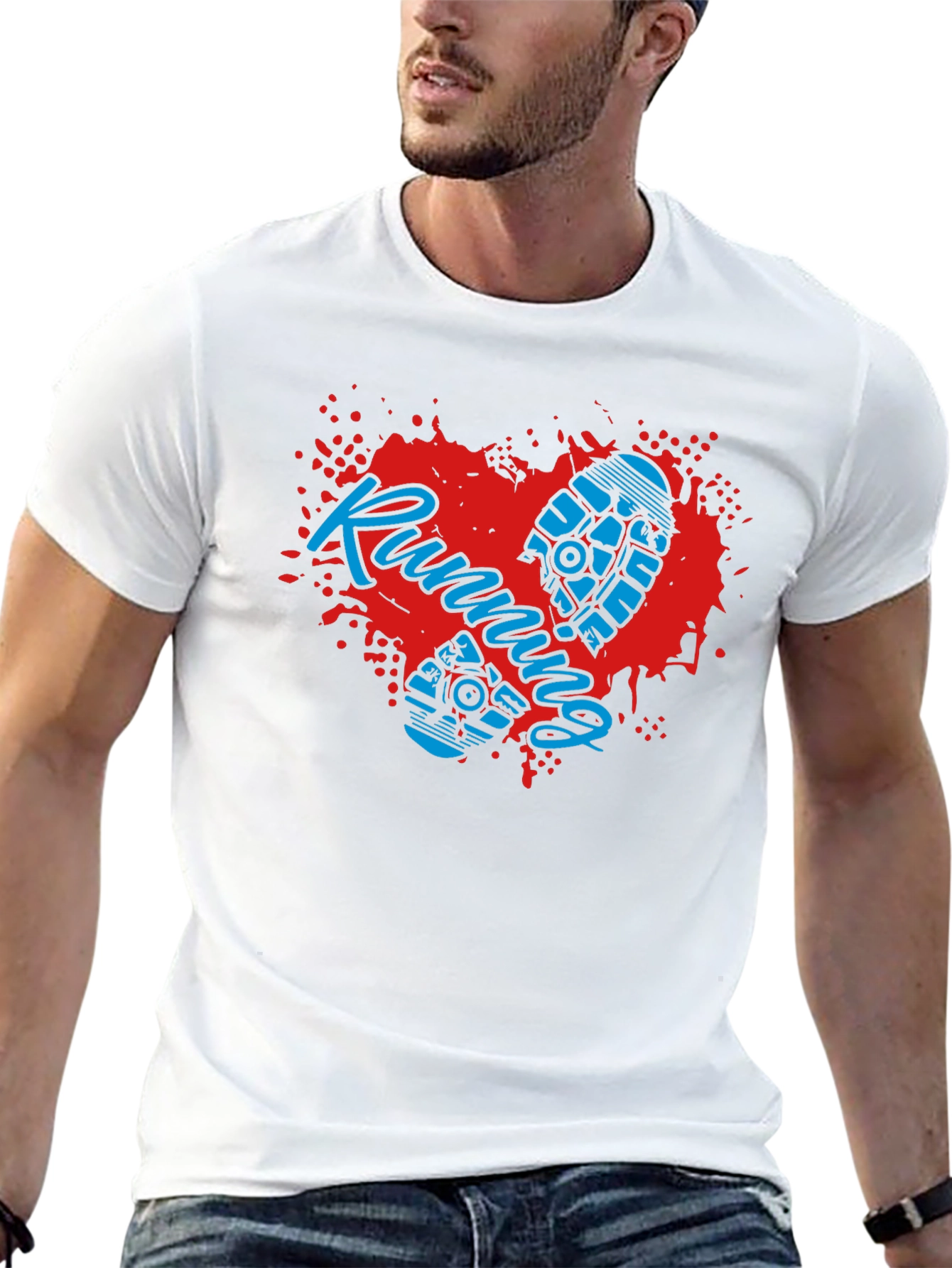 Running Heart Graphic T-Shirt - Sporty Casual Wear