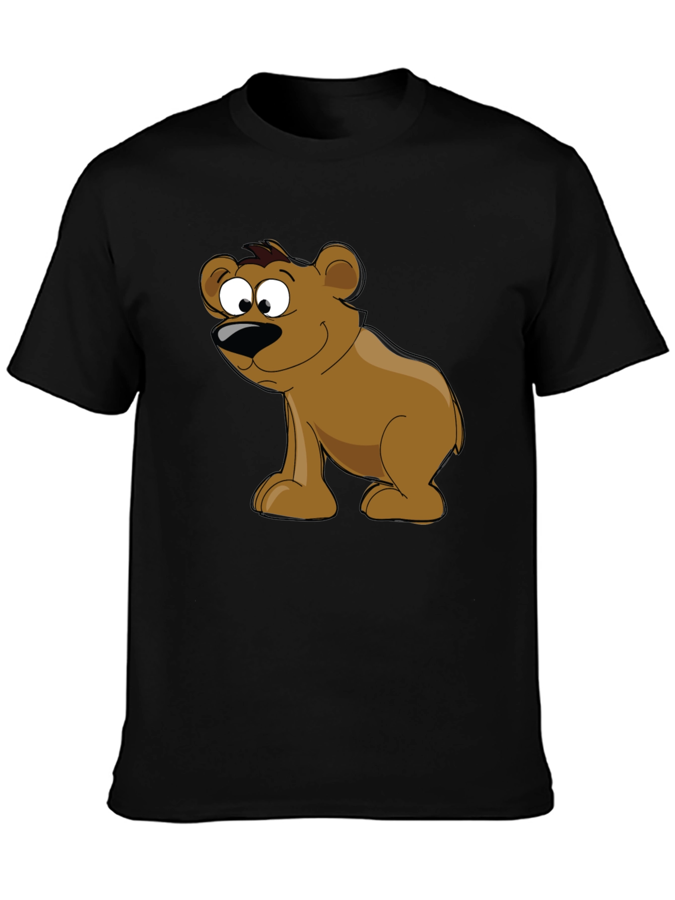 Cartoon Bear Graphic Black T-Shirt