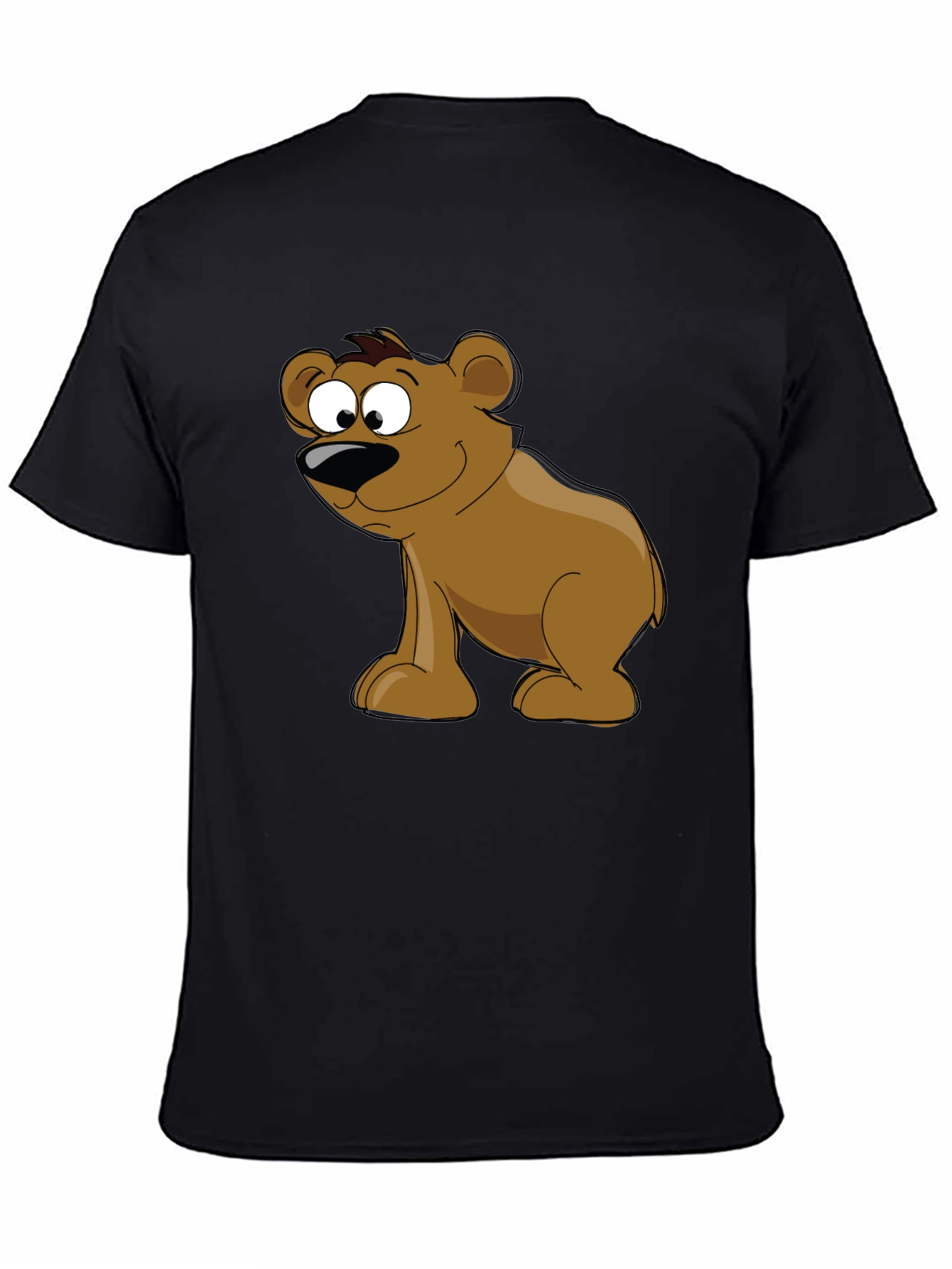 Cartoon Bear Graphic Black T-Shirt