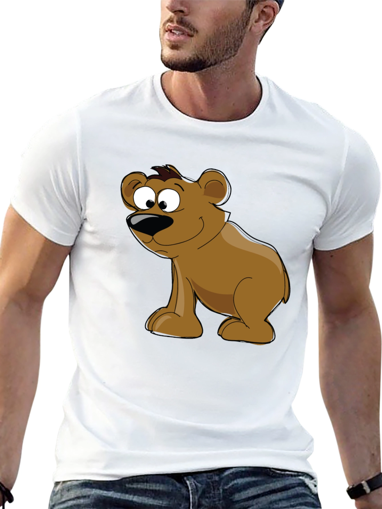 Cartoon Bear Graphic Black T-Shirt