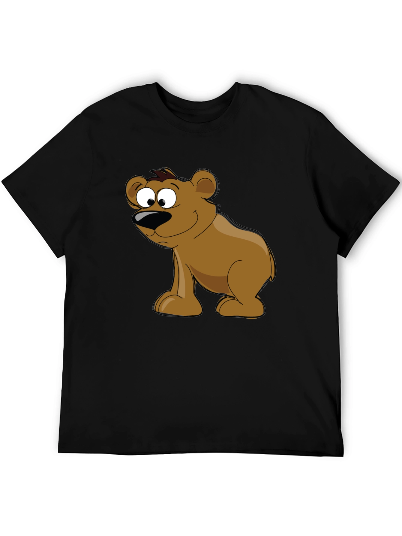 Cartoon Bear Graphic Black T-Shirt