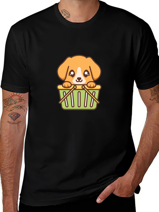 Cute Dog in Basket Graphic Tee
