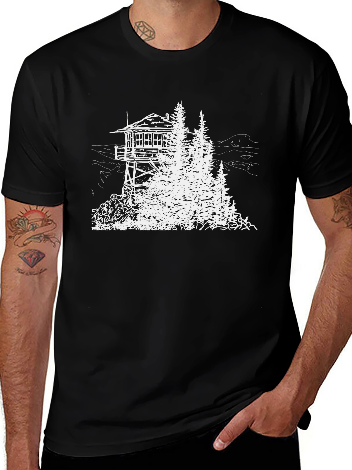 Lookout Tower Graphic Tee - Black