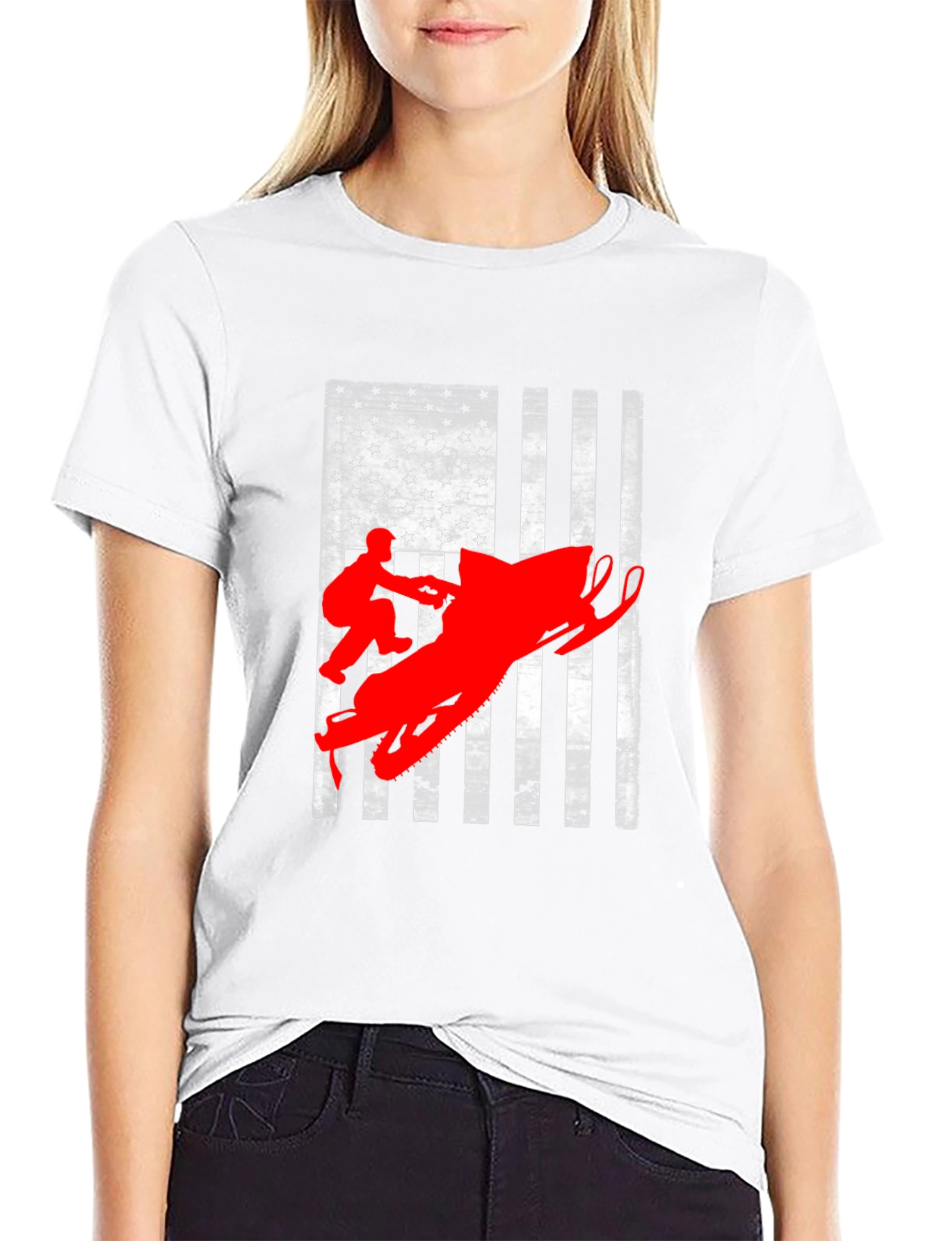 American Flag Snowmobile T-Shirt