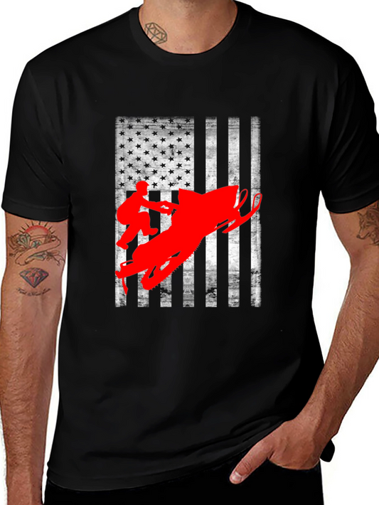 American Flag Snowmobile T-Shirt