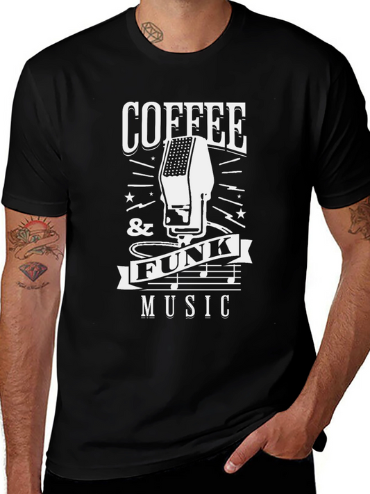 Coffee & Funk Music T-Shirt - Retro Microphone Design