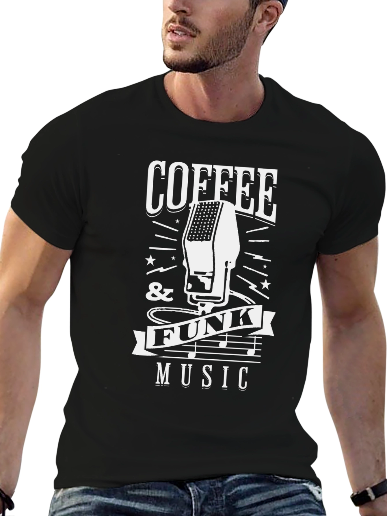 Coffee & Funk Music T-Shirt - Retro Microphone Design