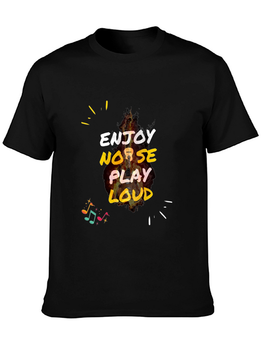 Enjoy Norse Play Loud Graphic Tee - Black Cotton T-Shirt