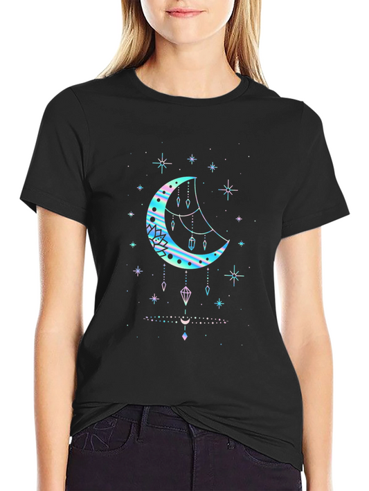 Celestial Moon Graphic T-Shirt - Black