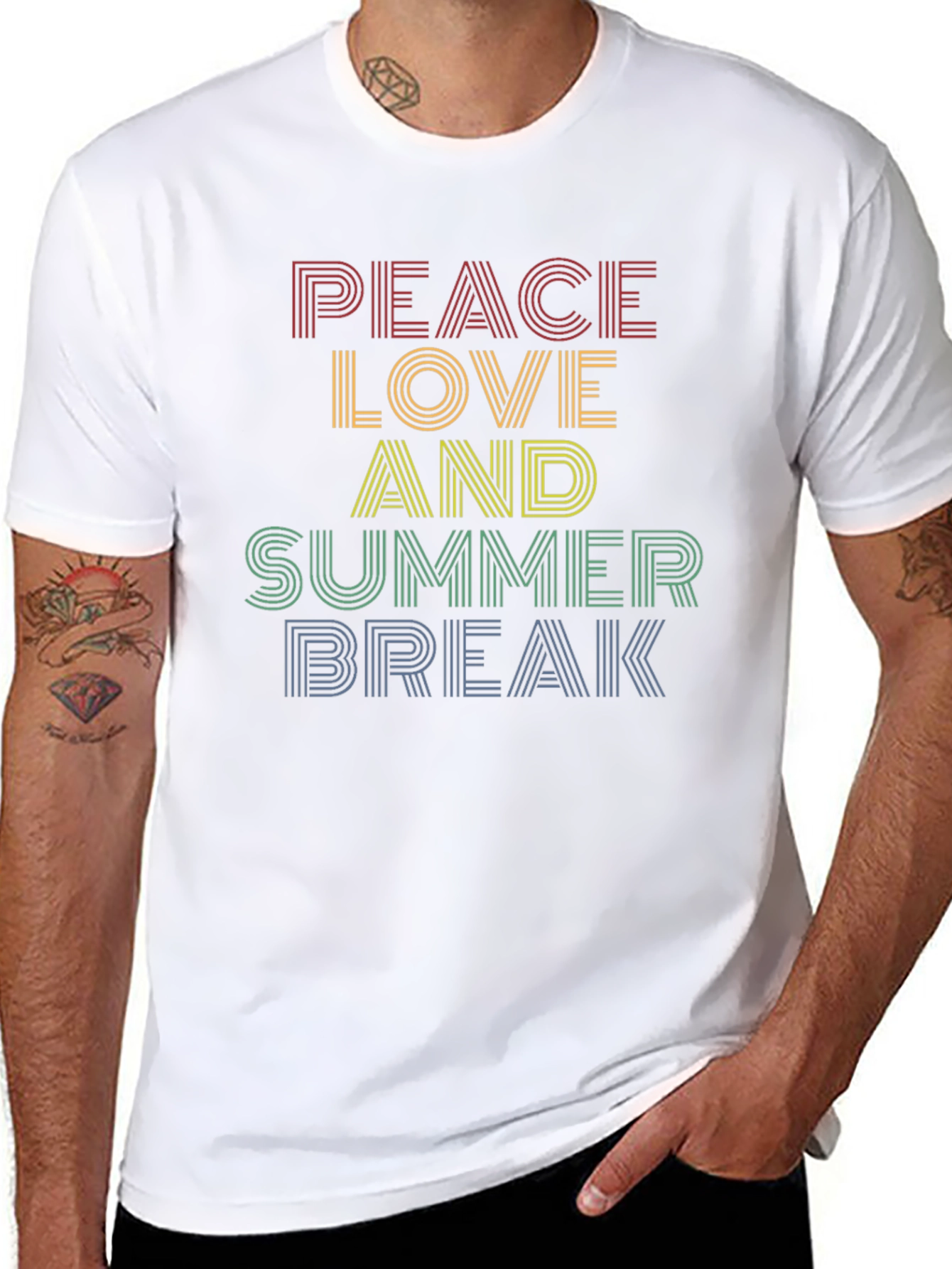 Peace Love Summer Break Retro T-Shirt