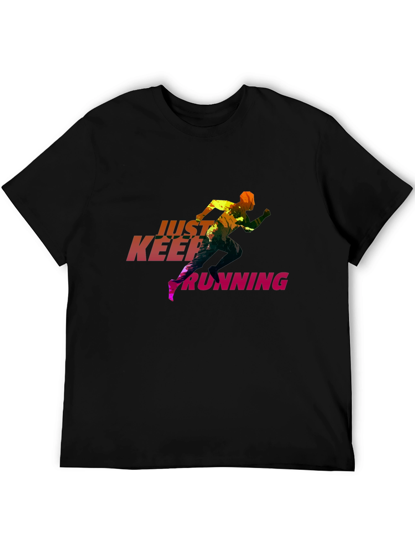 Just Keep Running Graphic Tee - Sleek Black T-Shirt