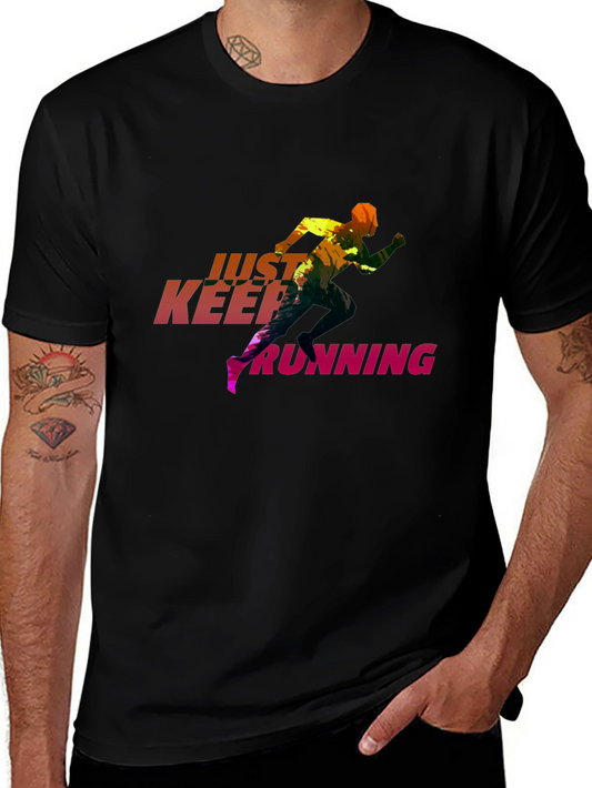 Just Keep Running Graphic Tee - Sleek Black T-Shirt