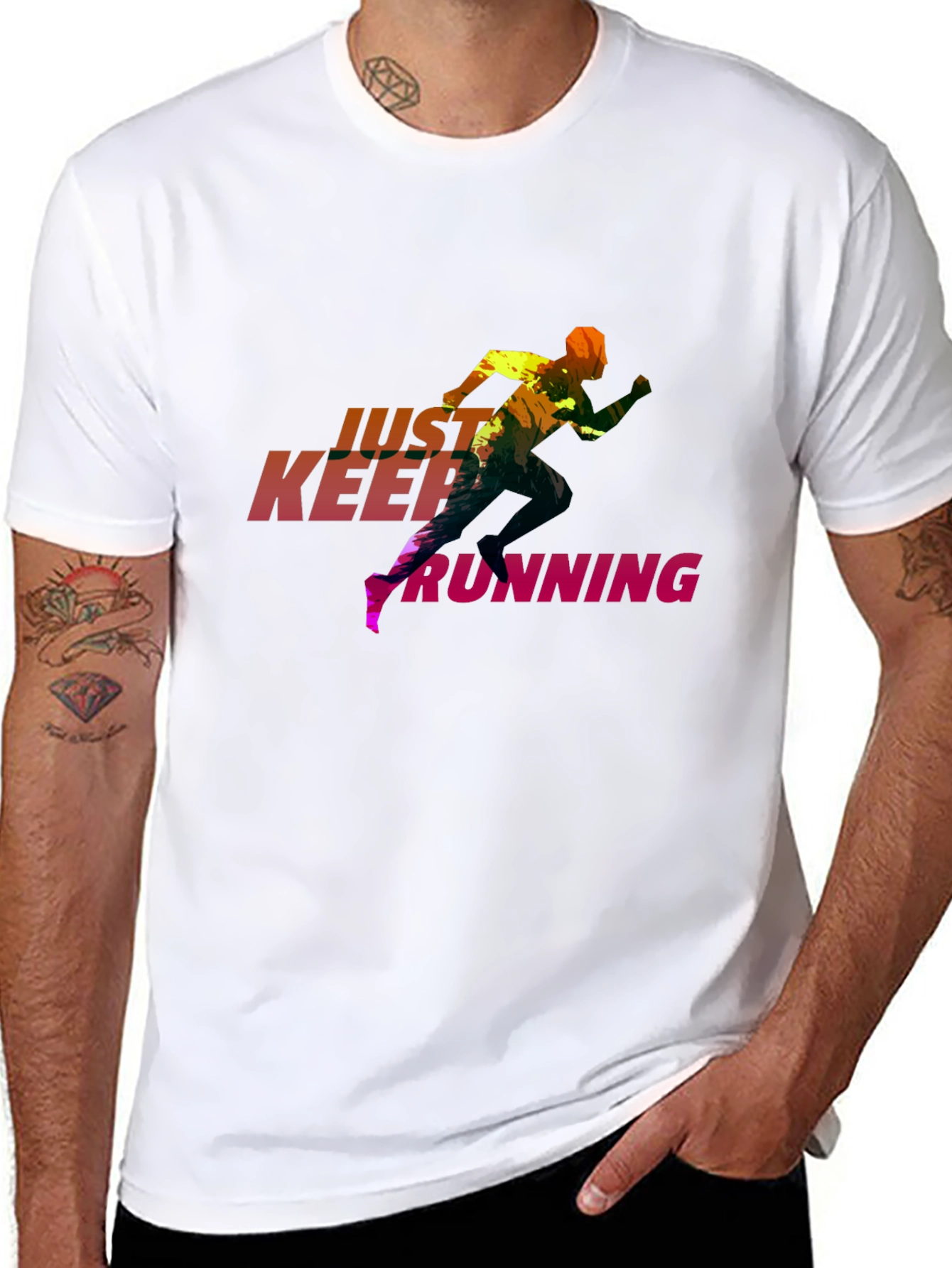 Just Keep Running Graphic Tee - Sleek Black T-Shirt