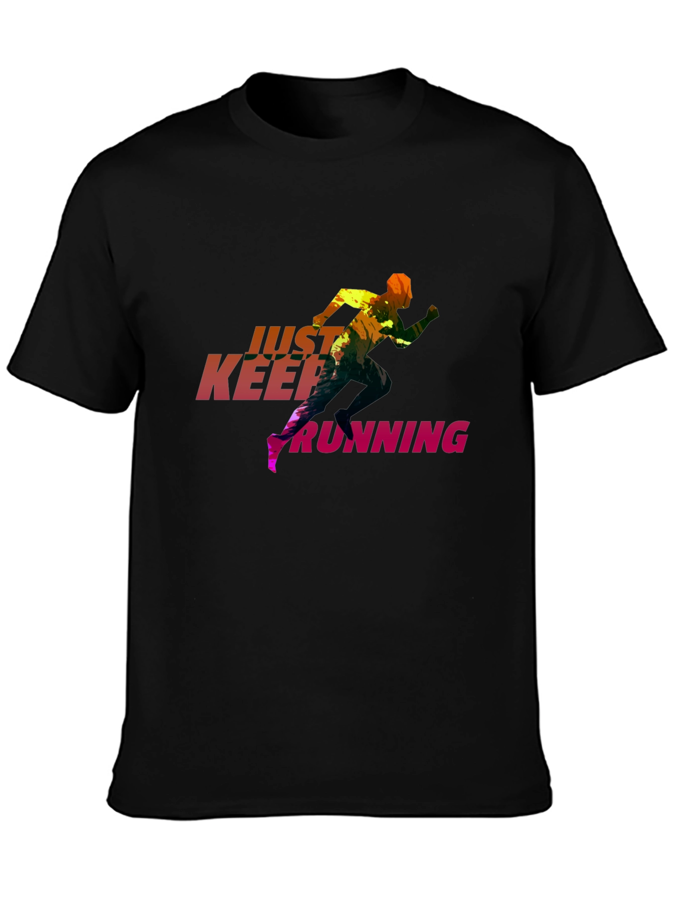 Just Keep Running Graphic Tee - Sleek Black T-Shirt