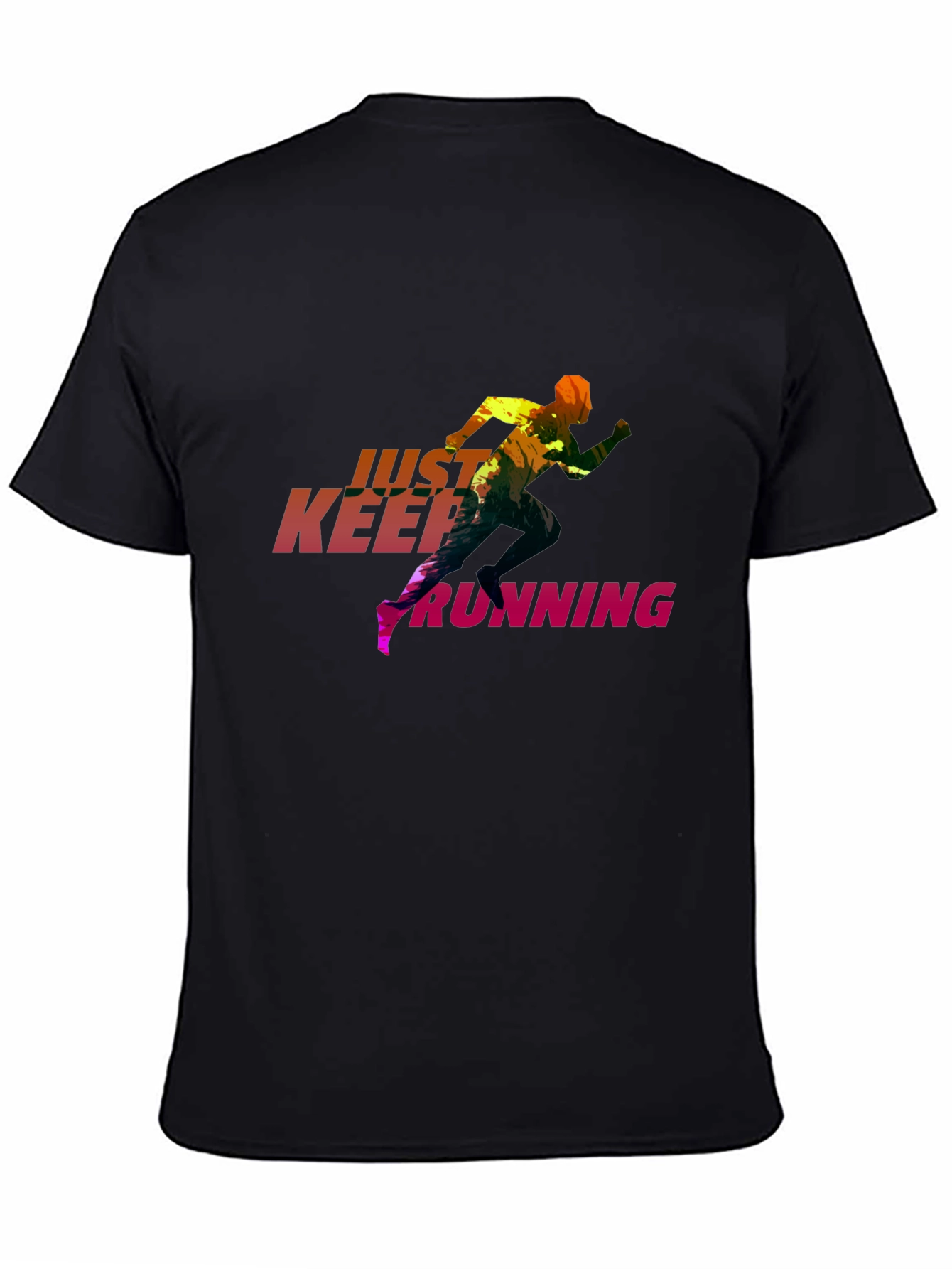 Just Keep Running Graphic Tee - Sleek Black T-Shirt