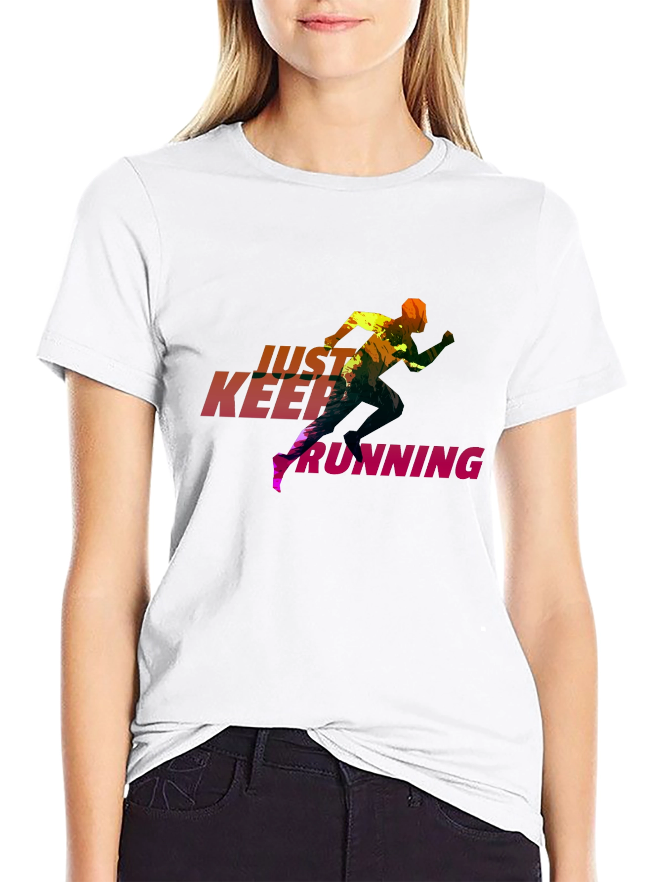 Just Keep Running Graphic Tee - Sleek Black T-Shirt
