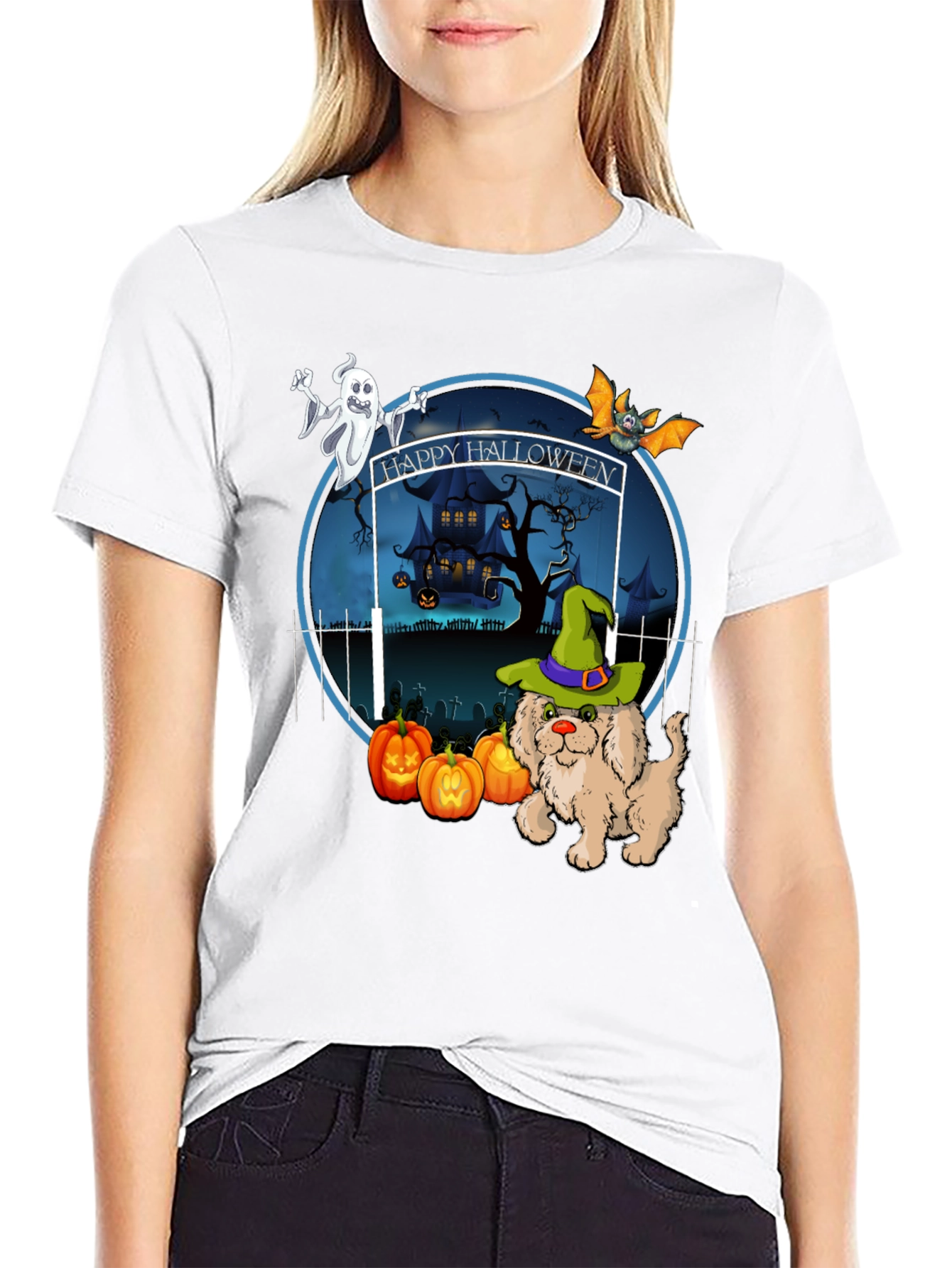 Halloween Dog Graphic T-Shirt