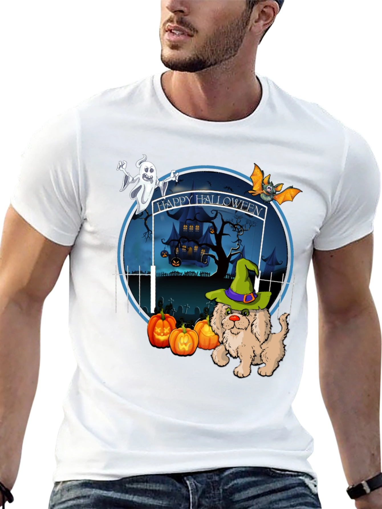 Halloween Dog Graphic T-Shirt