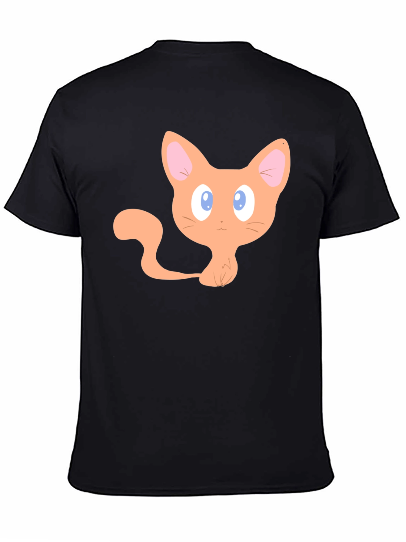 Cute Cartoon Cat Graphic T-Shirt - Black