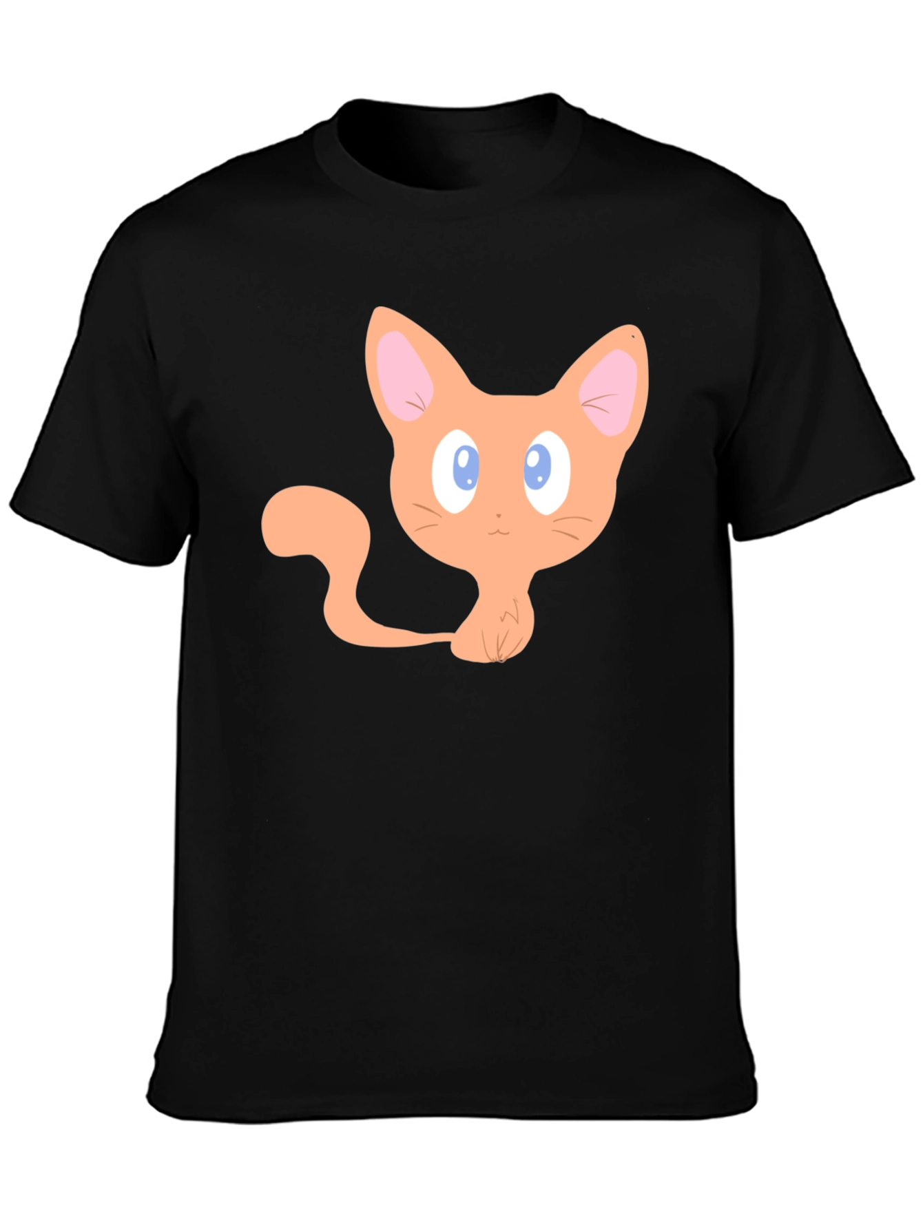 Cute Cartoon Cat Graphic T-Shirt - Black