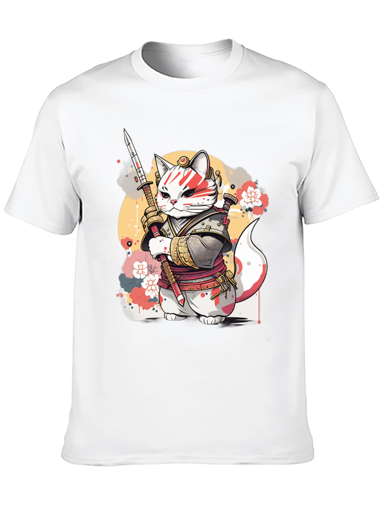 Samurai Cat Graphic Tee - Unique Anime Style