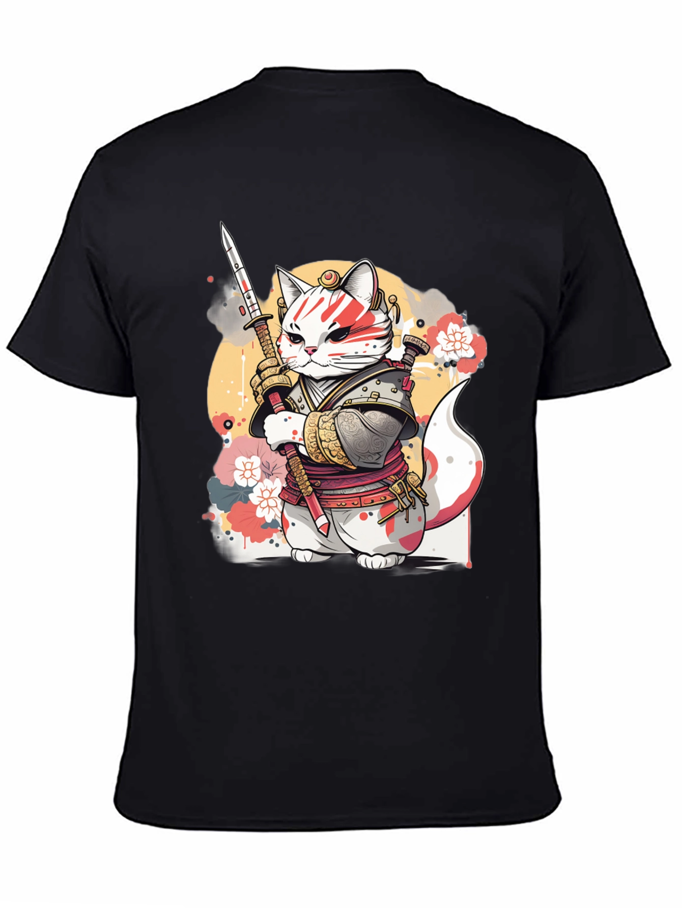 Samurai Cat Graphic Tee - Unique Anime Style