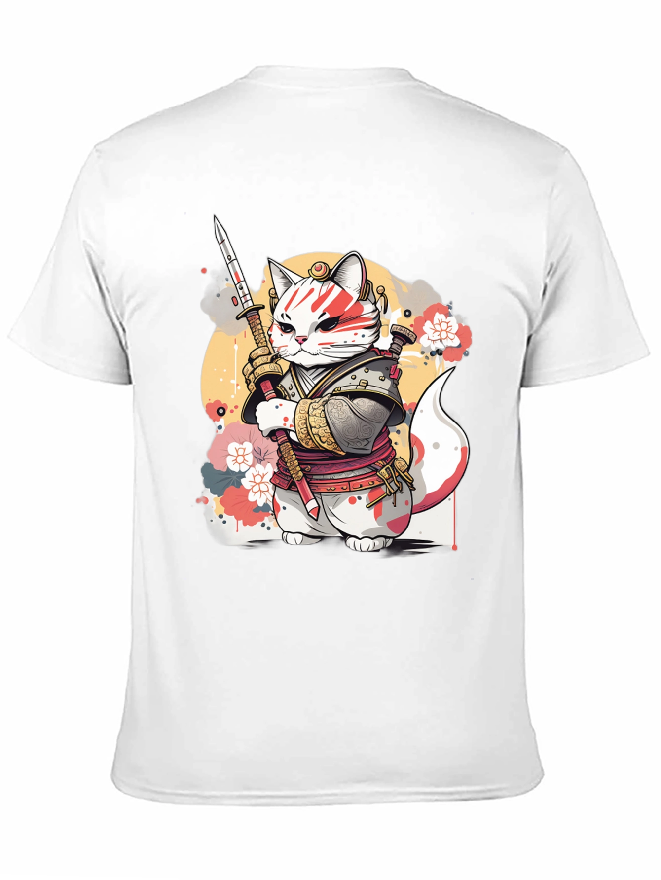 Samurai Cat Graphic Tee - Unique Anime Style