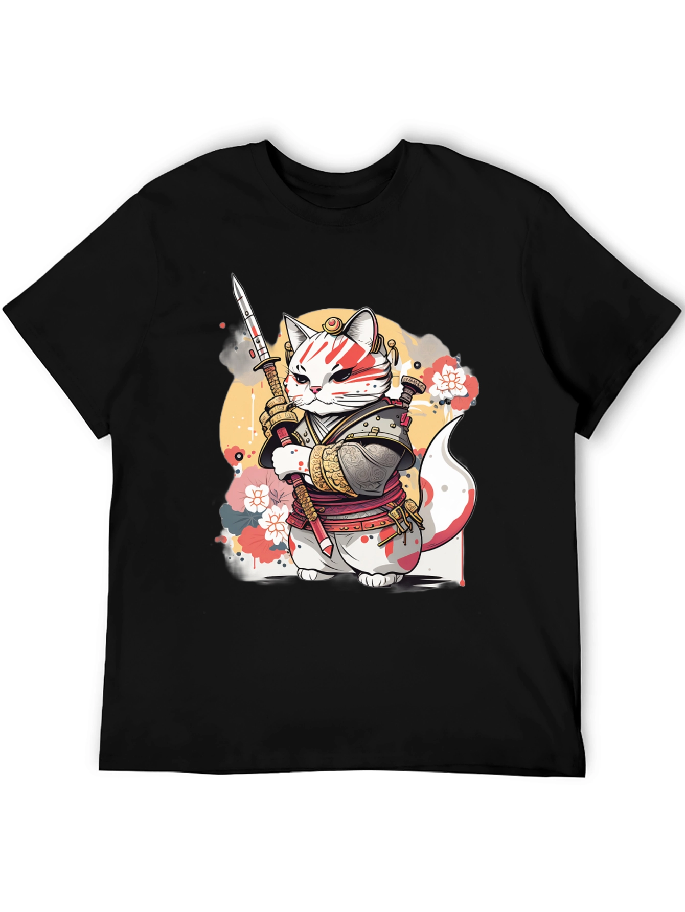 Samurai Cat Graphic Tee - Unique Anime Style