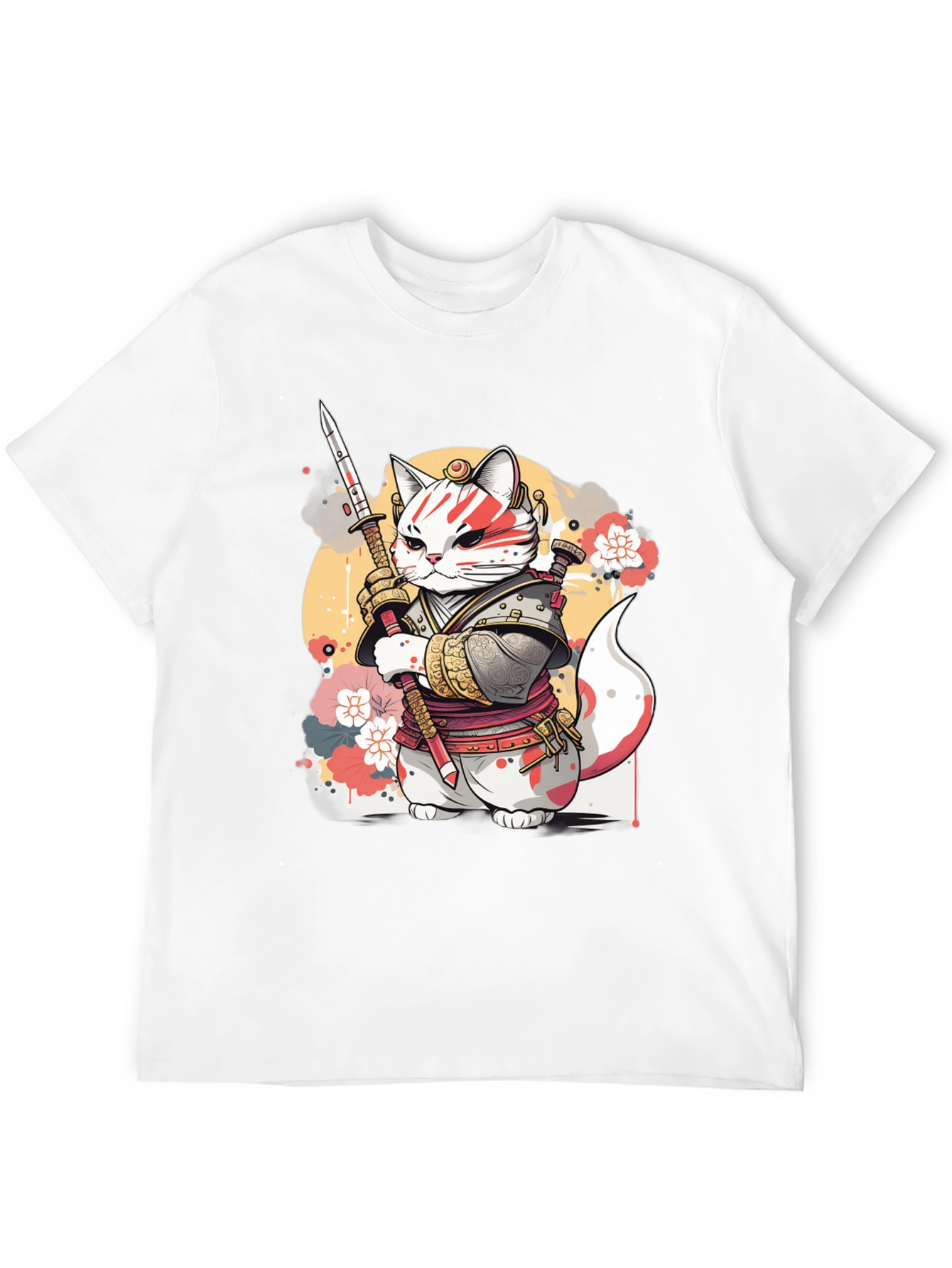 Samurai Cat Graphic Tee - Unique Anime Style