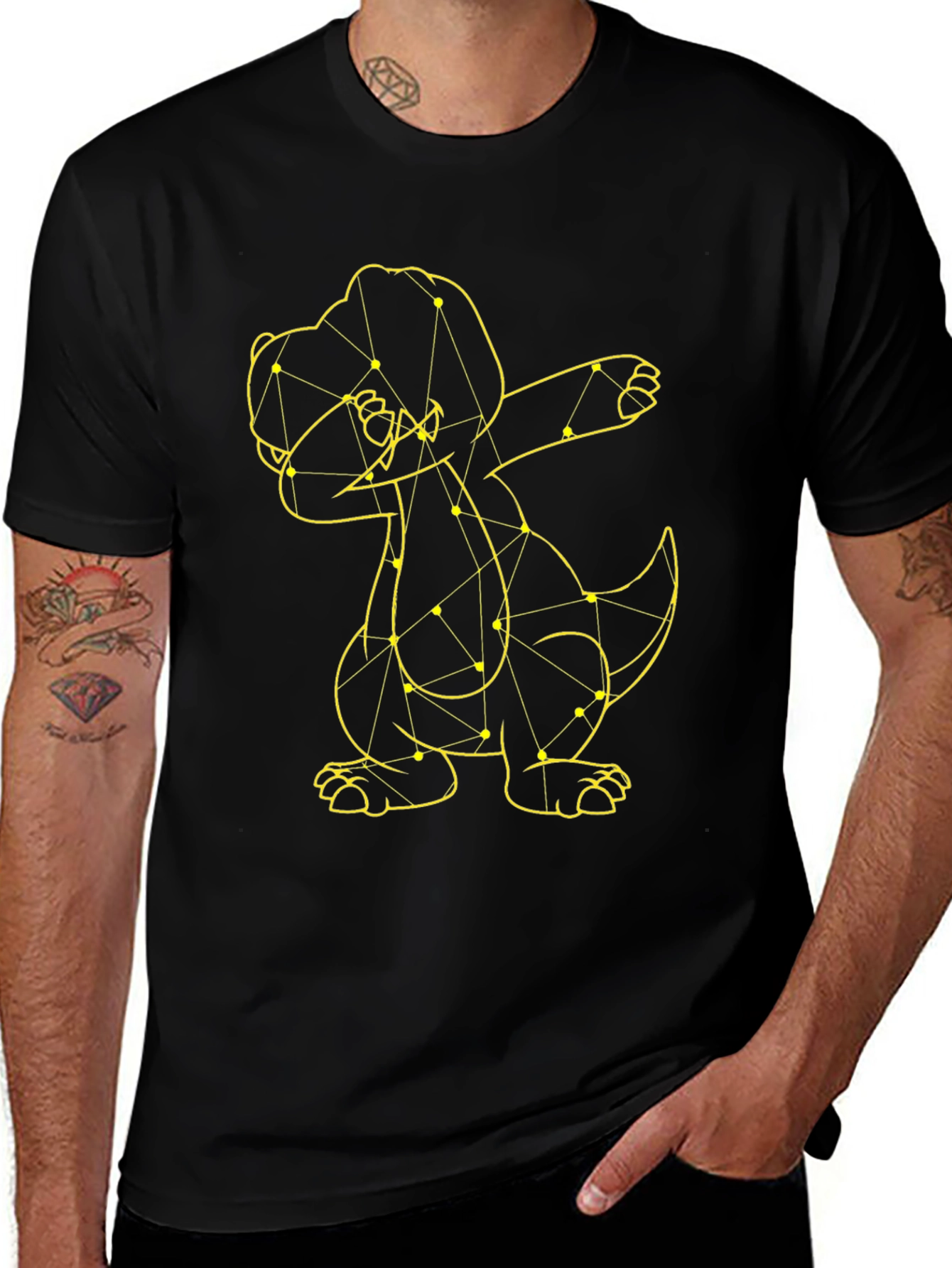 Dabbing Dinosaur Tee - Black Cotton T-Shirt
