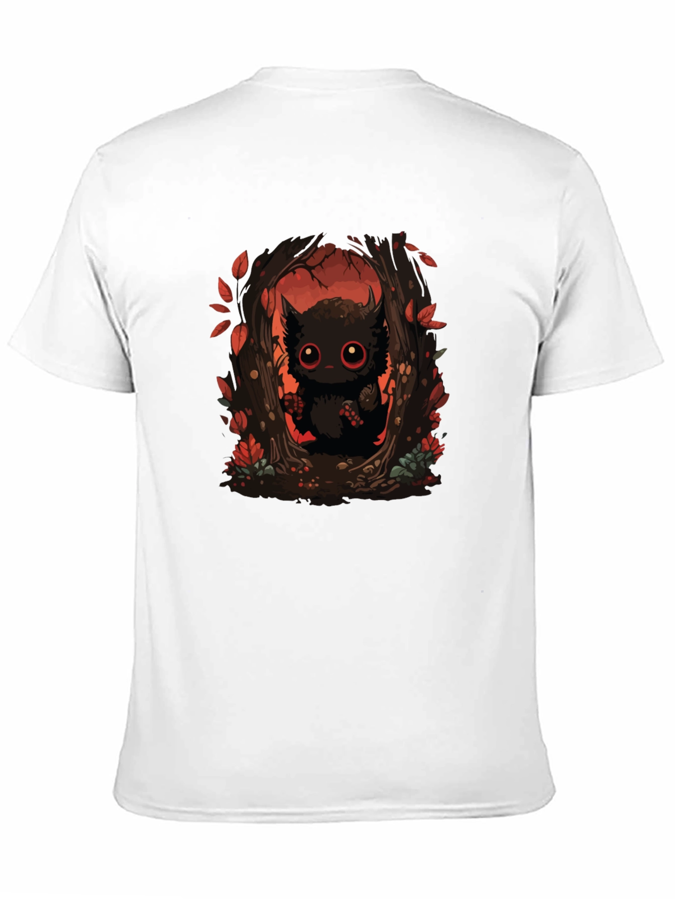 Whimsical Forest Creature Black T-Shirt