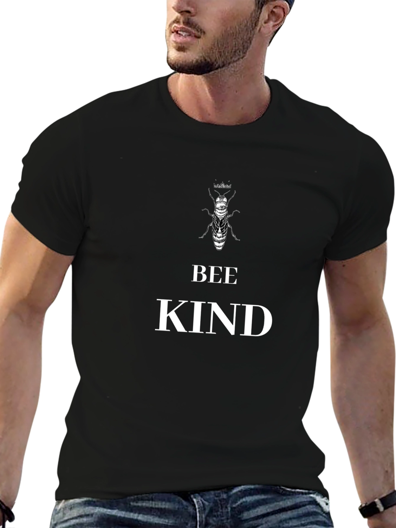 Bee Kind Graphic Tee - Black Cotton T-Shirt