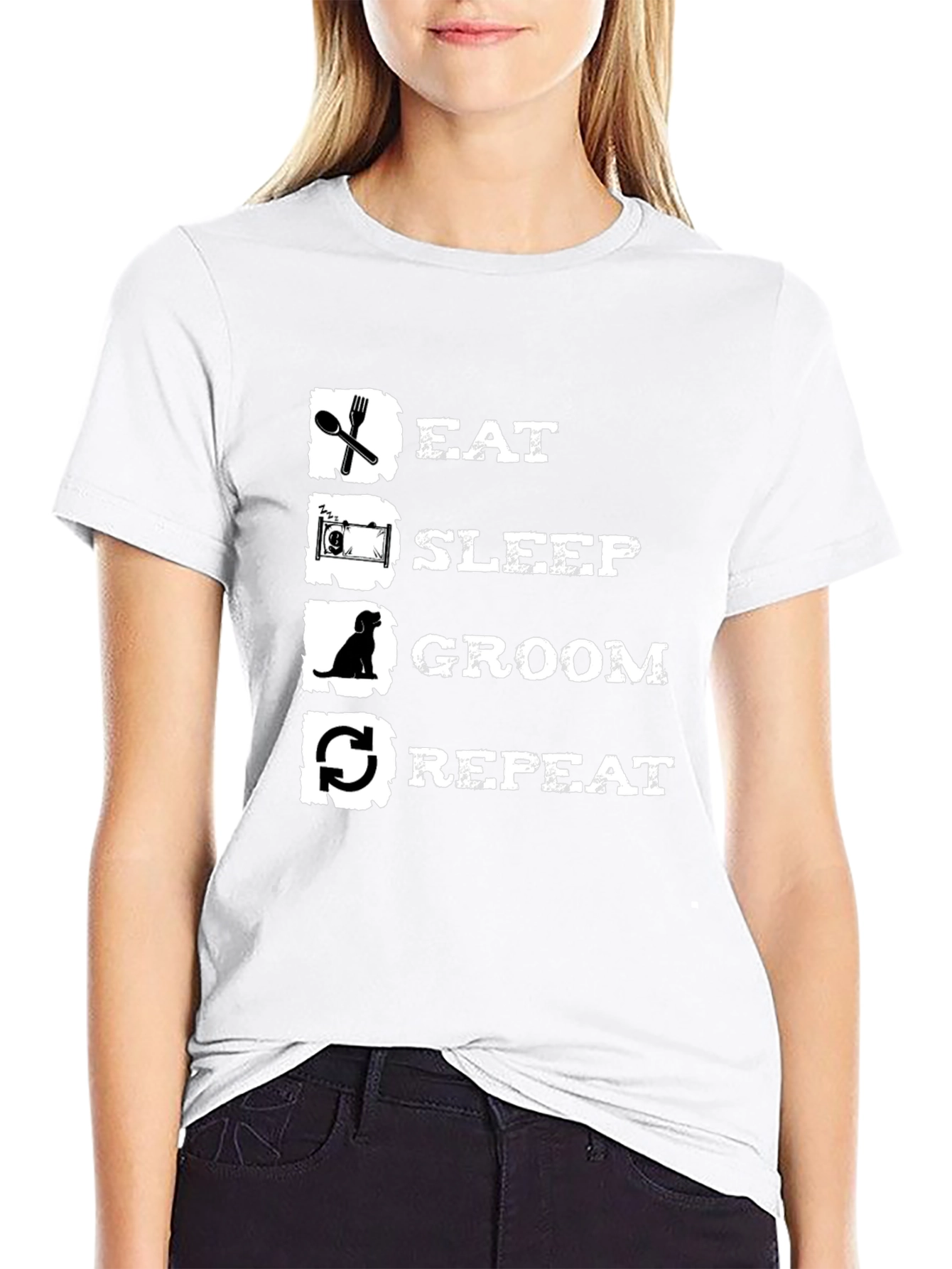 Eat Sleep Groom Repeat Black T-Shirt