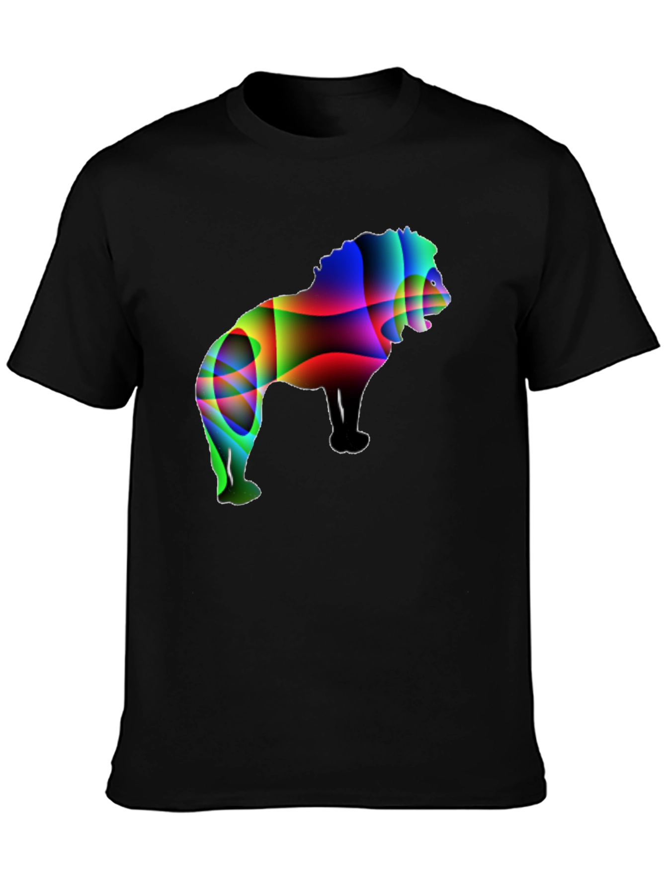 Mens Black T-Shirt with Abstract Lion Graphic