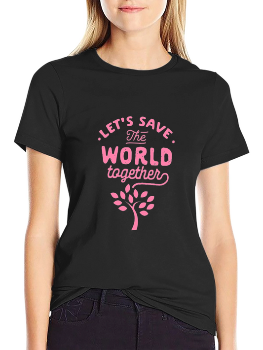 Eco-Friendly Save the World Graphic Tee - Black