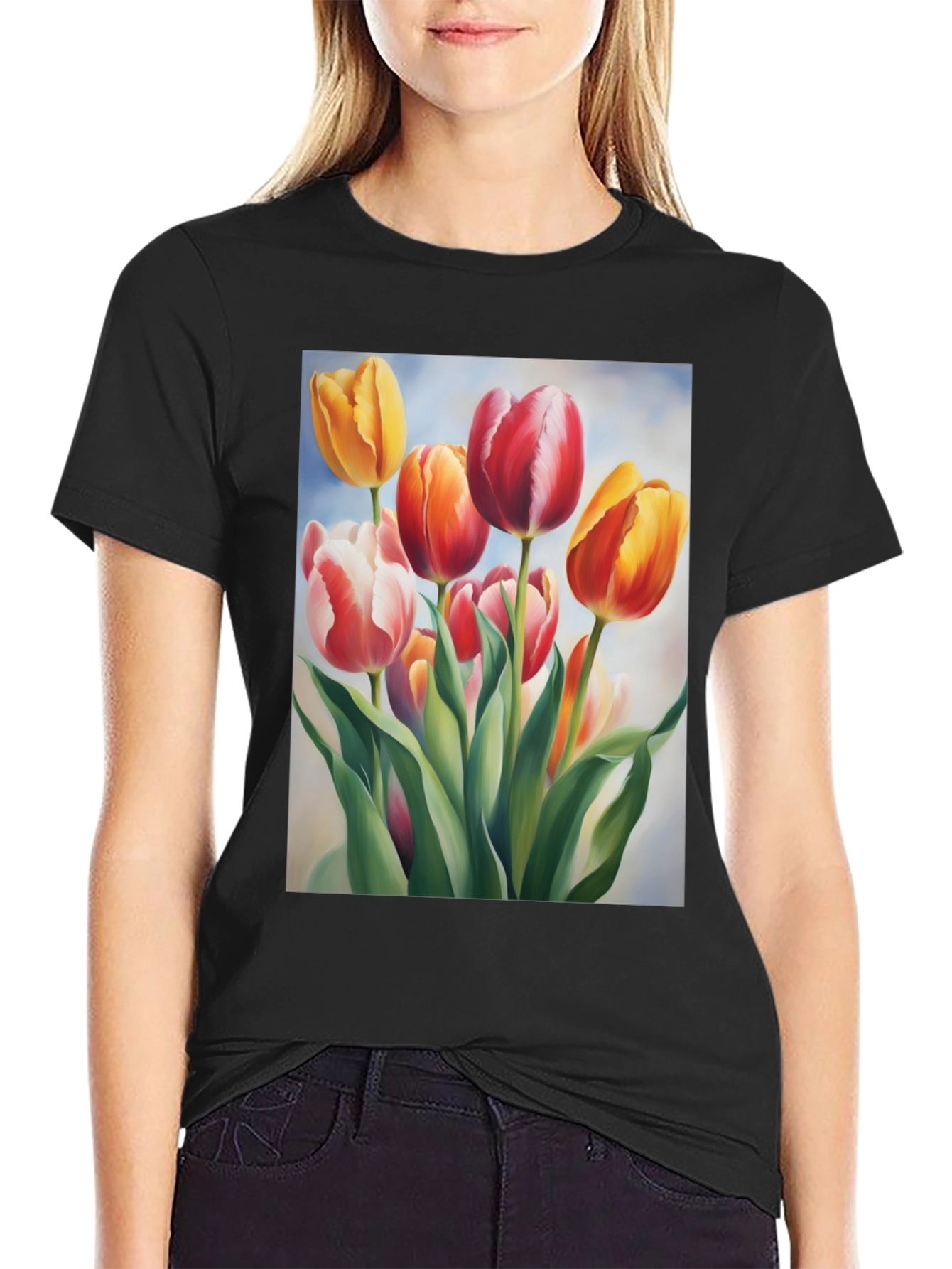 Tulip Bouquet Graphic Tee - Soft Cotton Comfort