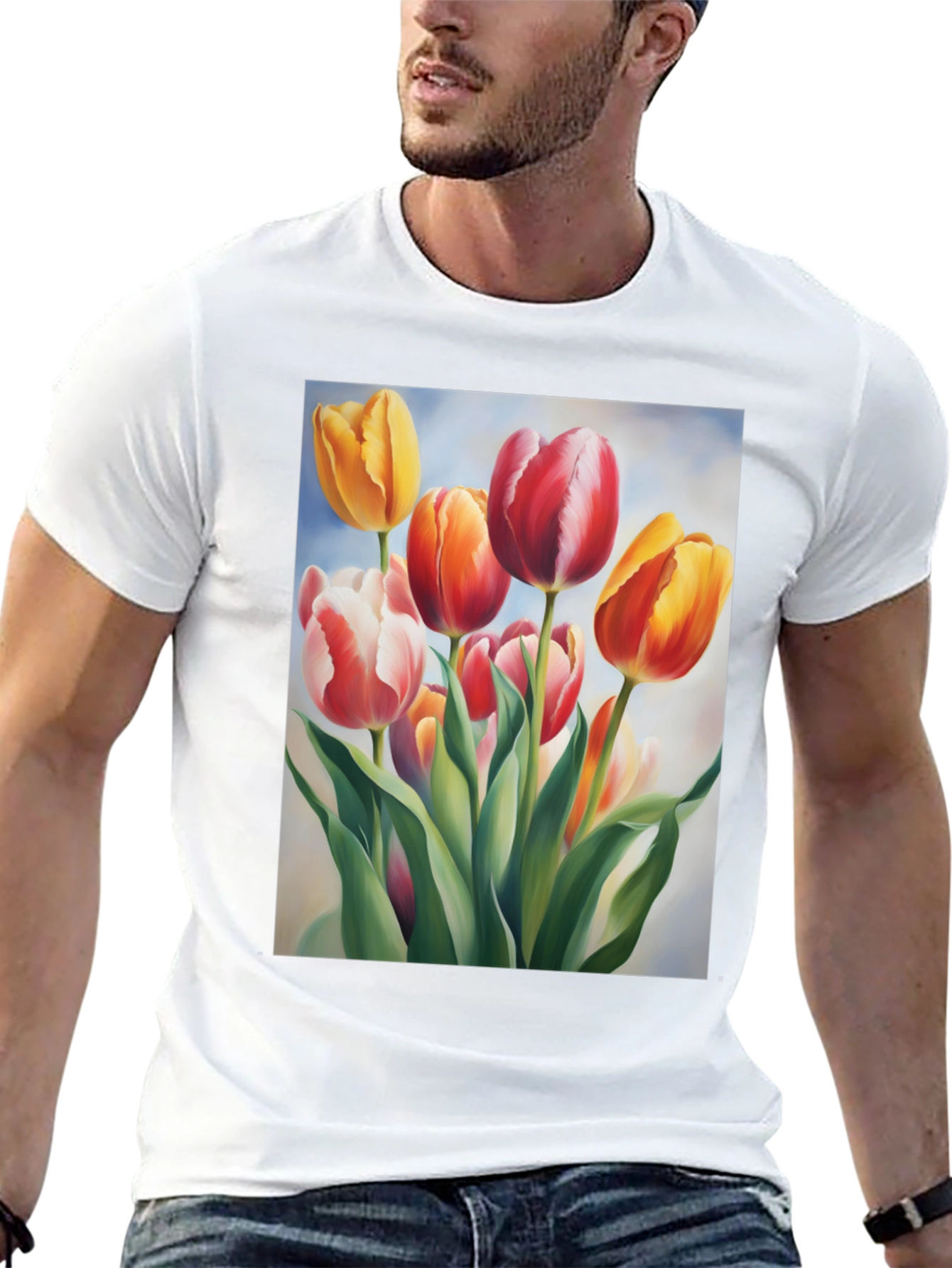 Tulip Bouquet Graphic Tee - Soft Cotton Comfort