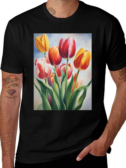Tulip Bouquet Graphic Tee - Soft Cotton Comfort