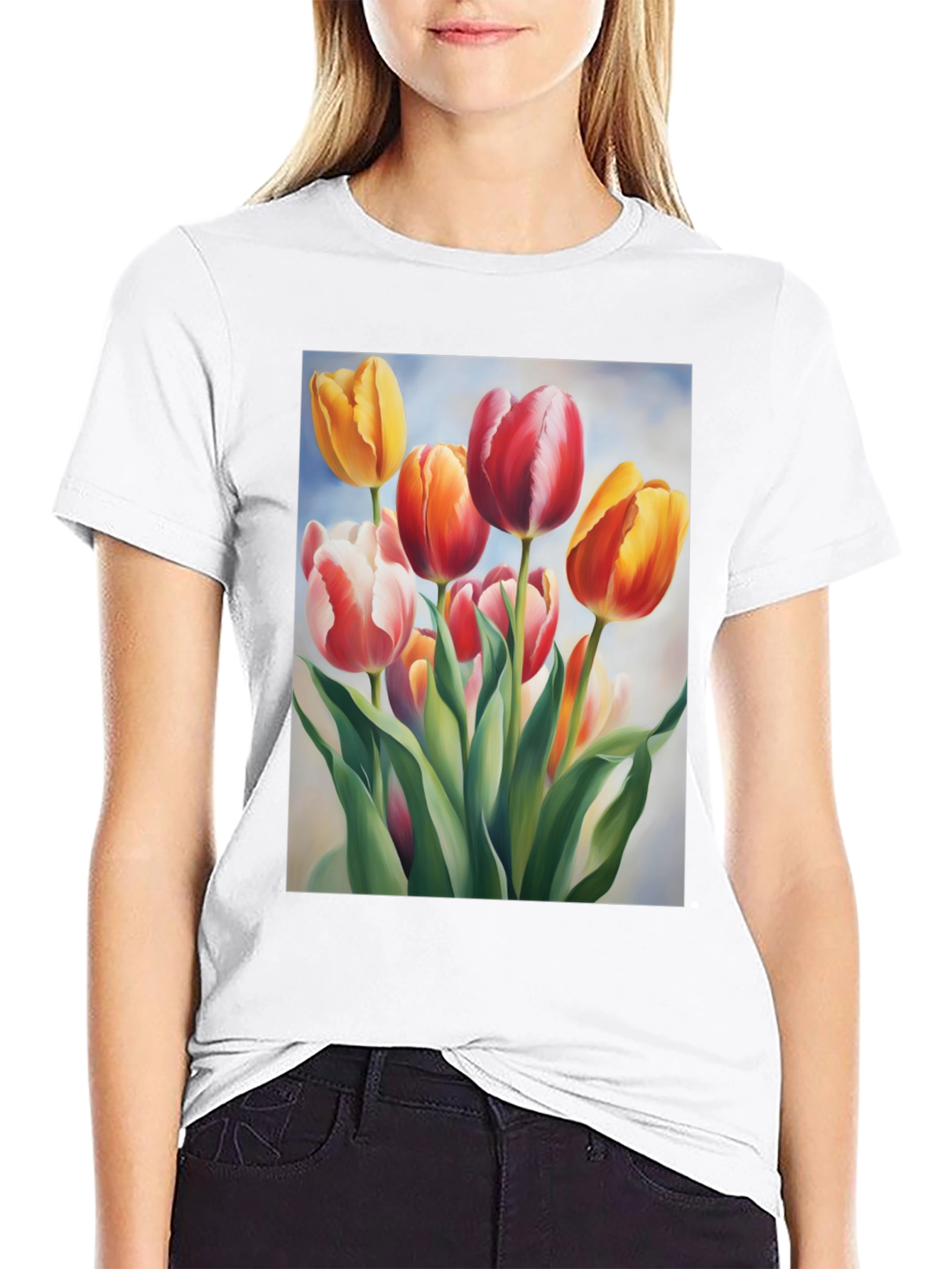 Tulip Bouquet Graphic Tee - Soft Cotton Comfort