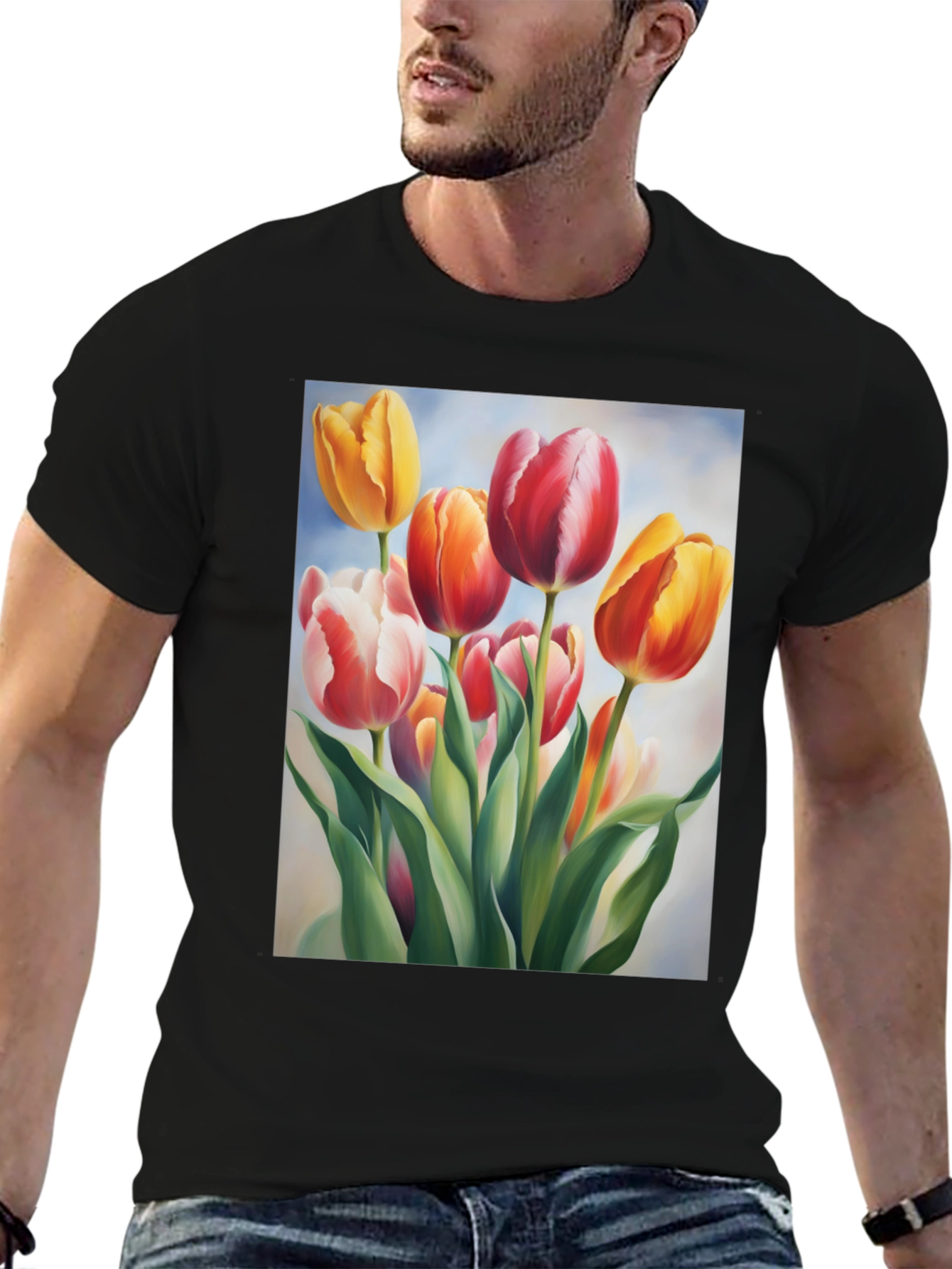 Tulip Bouquet Graphic Tee - Soft Cotton Comfort