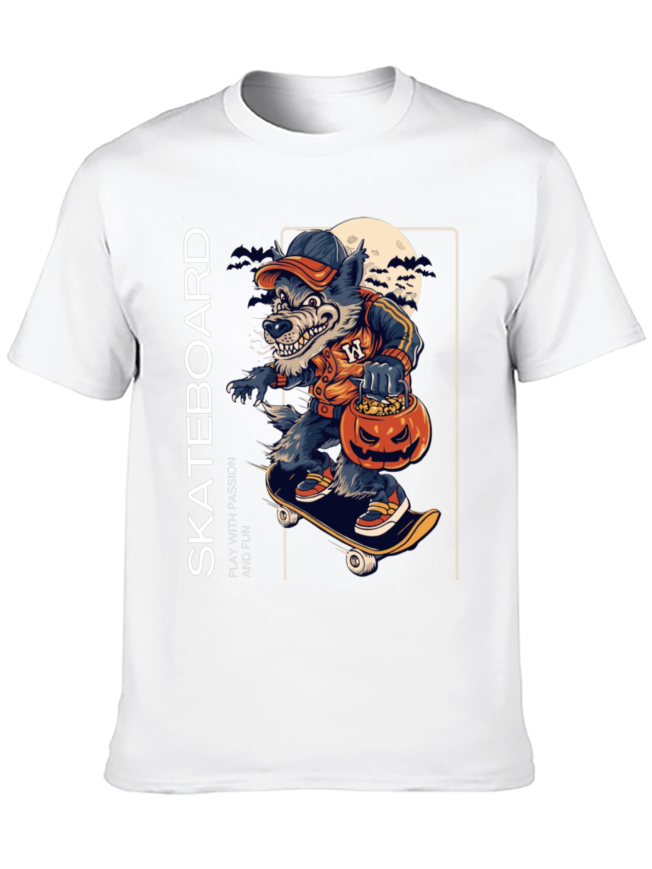 Skateboarding Wolf Halloween T-Shirt