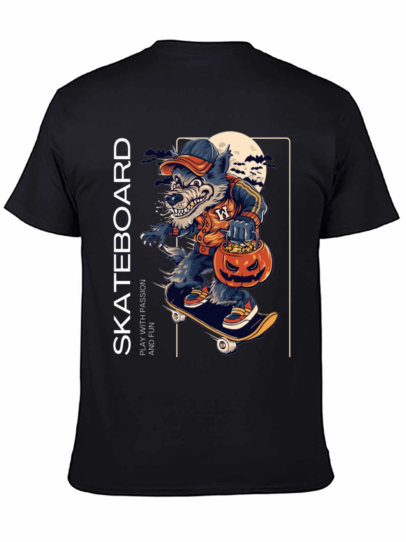 Skateboarding Wolf Halloween T-Shirt