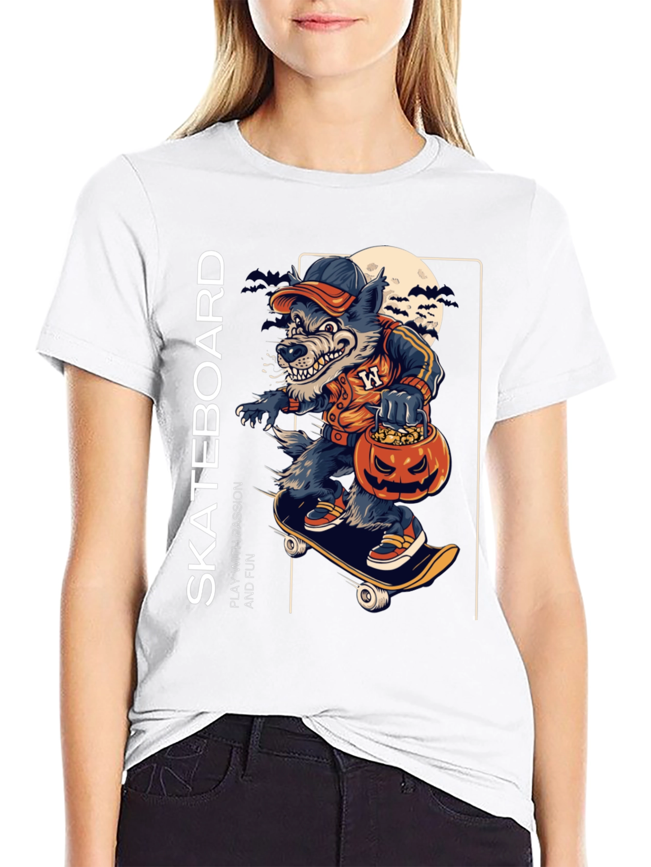 Skateboarding Wolf Halloween T-Shirt