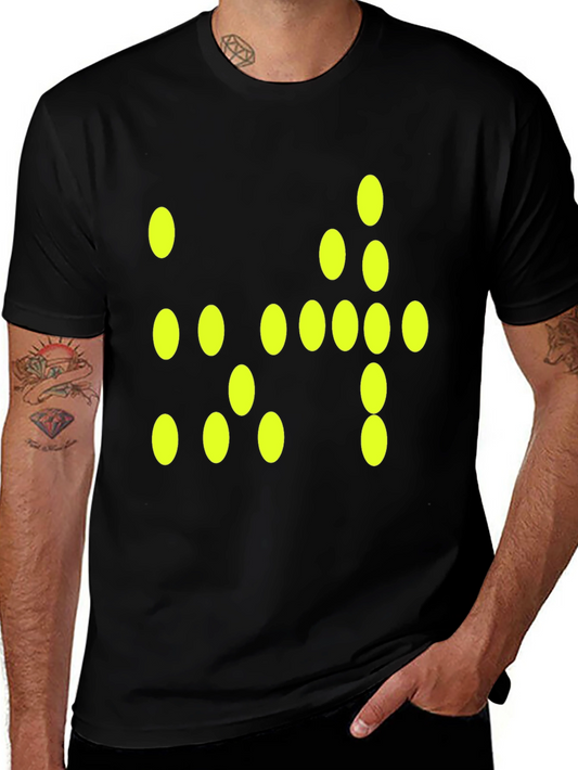 Modern Graphic Tee - Black with Yellow Dot Design